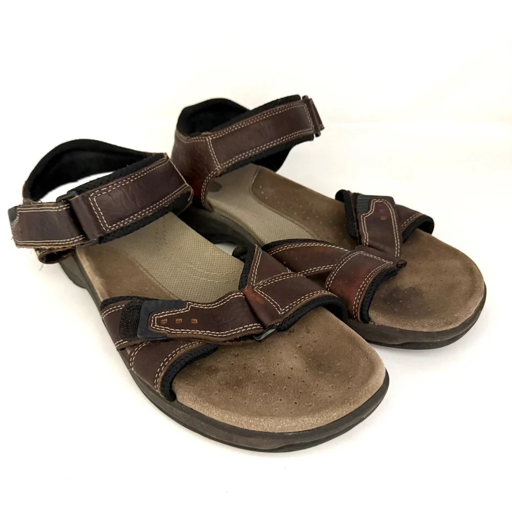 Clarks Mens Brown Leather Adjustable Strap‎ Sports Trail Sandals 14M 78705